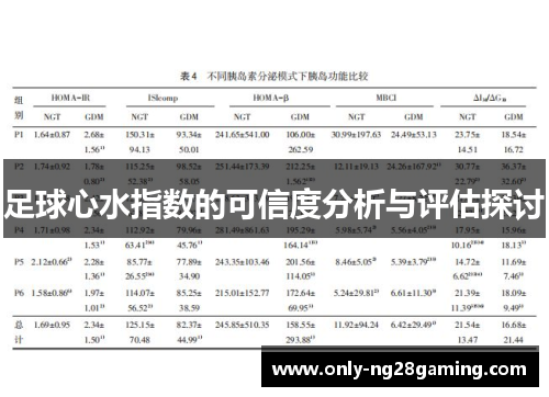 足球心水指数的可信度分析与评估探讨